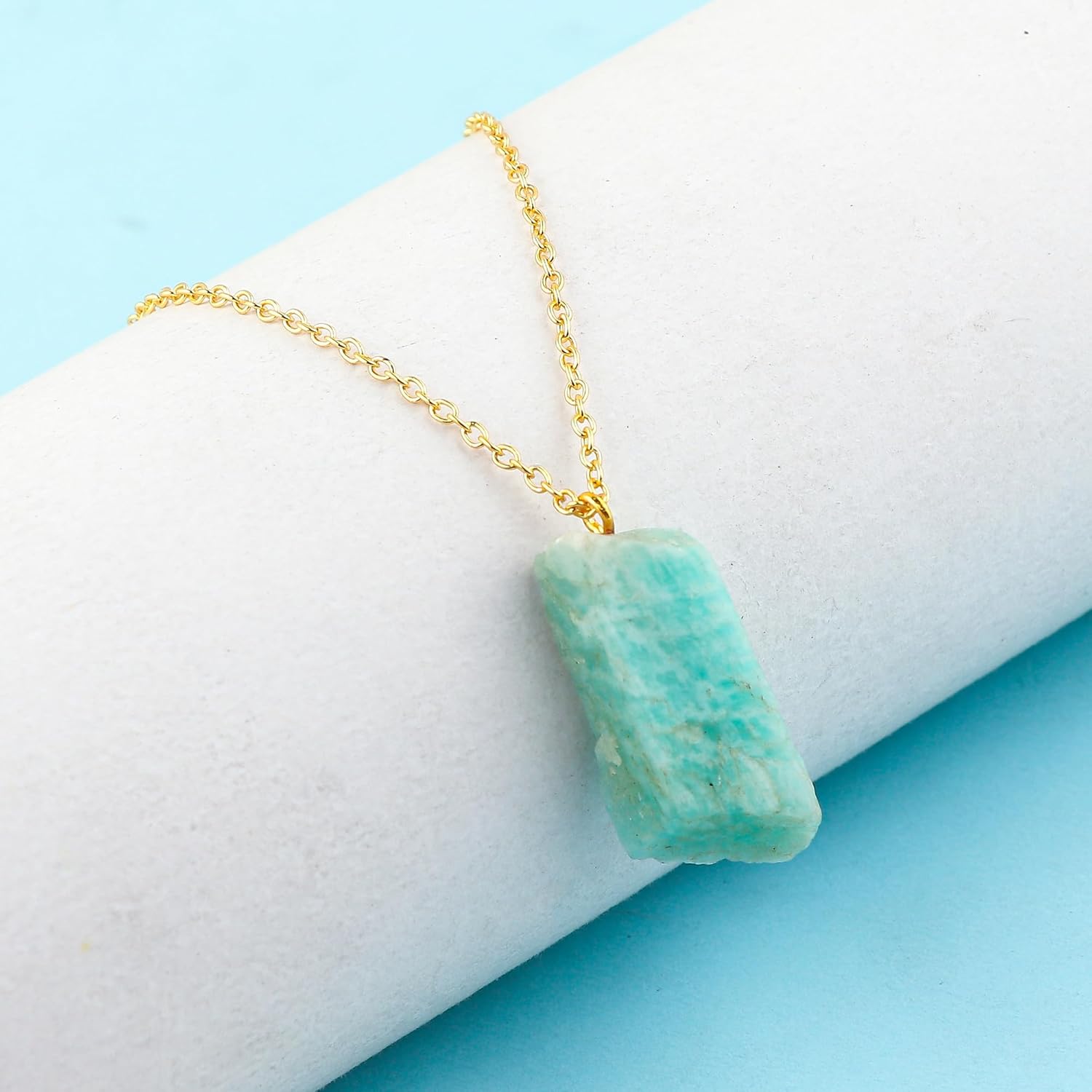 Raw Gemstone Necklace – Natural Crystal Pendant on 18K Gold Plated Chain – 15-25mm Chunky Gemstone – Healing Jewelry for Women – Boho Gift for Her – Adjustable Chain - Image 3