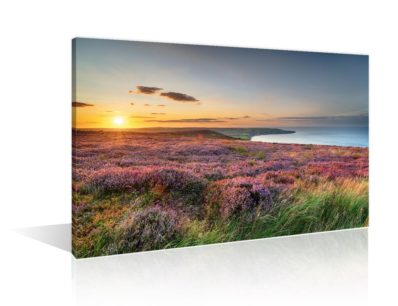 TISHIRON 1 Piece Canvas Wall Art Cockshaw Hill Painting the North York Moors National Park Picture Sunset Behind Roseberry Home Wall Decor for Bedroom Framed Stretched Ready to Hang (16''Wx 24''H)