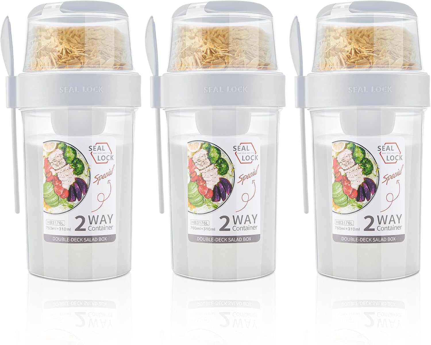 Mumufy 3 Pcs Salad Shaker Cup with Lids and Fork Fresh Salad Shaker Container for Lunch, Portable Breakfast Meal Vegetable and Fruits (White) Mumufy 3 Pcs Salad Shaker Cup with Lids and Fork Fresh Salad Shaker Container for Lunch, Portable Breakfast Meal Vegetable and Fruits (White)
