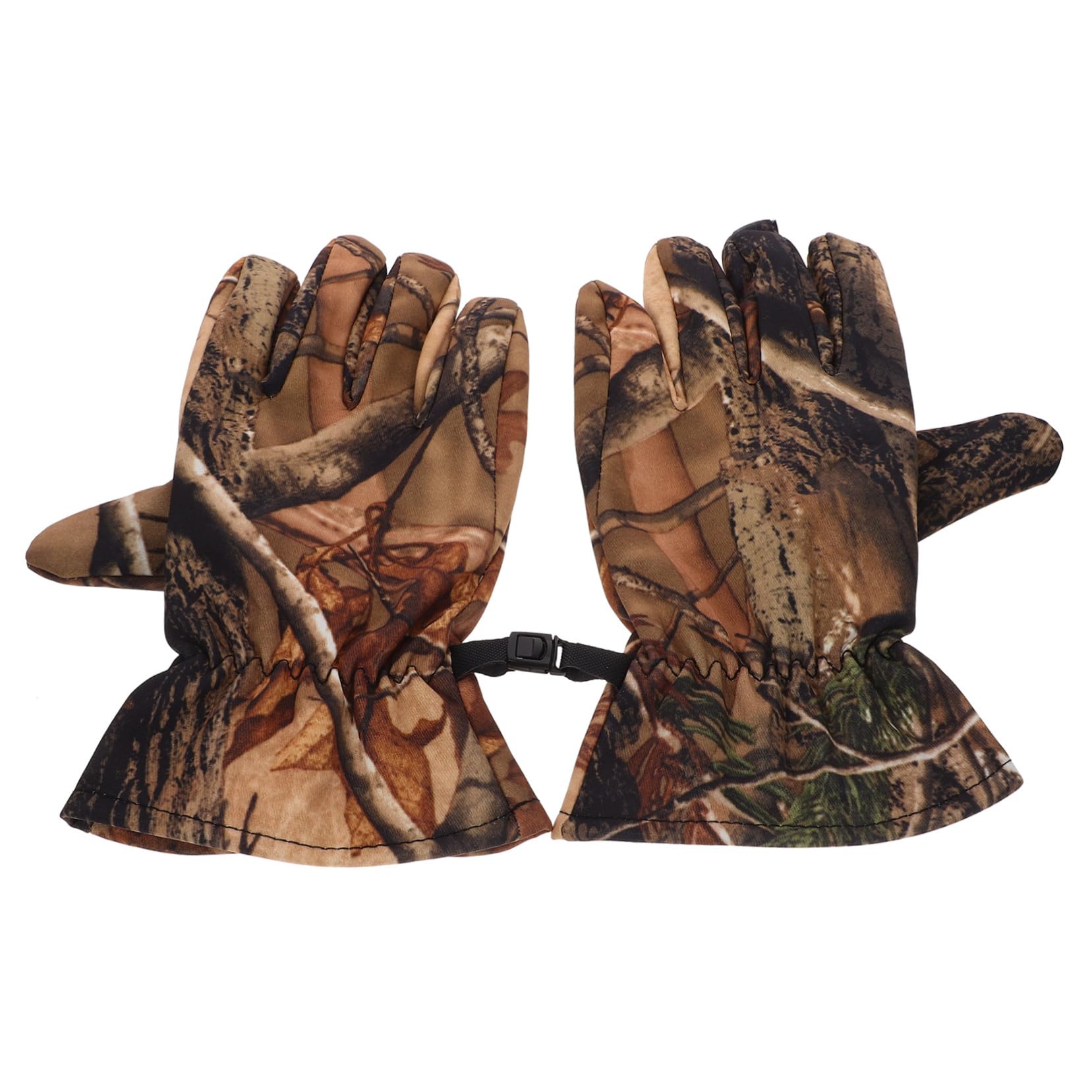 HONMEET 1 Pair Outdoor Camouflage Hunting Gloves Warm Windproof Full Finger Design for Autumn Winter Activities Slip Fleece Lined Camo Gloves for Hunting Skiing Cycling
