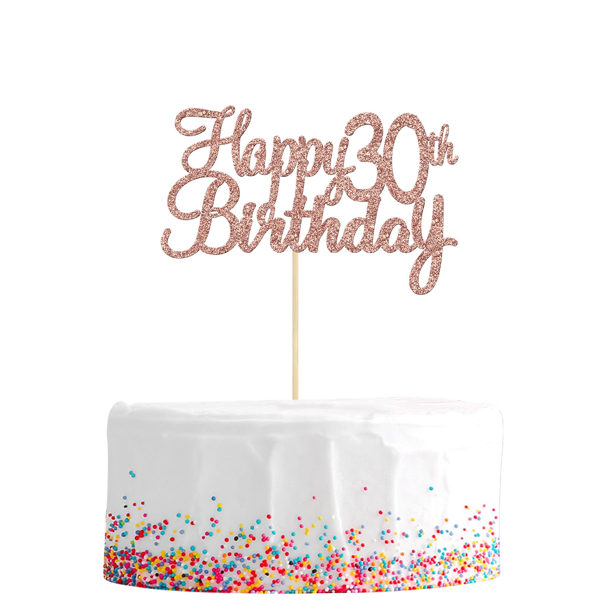 Gyufise3 Pack Happy 30th Birthday Cake Topper Rose Gold Glitter 30 Cupcake Topper Happy 30 Birthday Cake Decoration for 30th Cheers to 30 Birthday Party Decoration Supplies