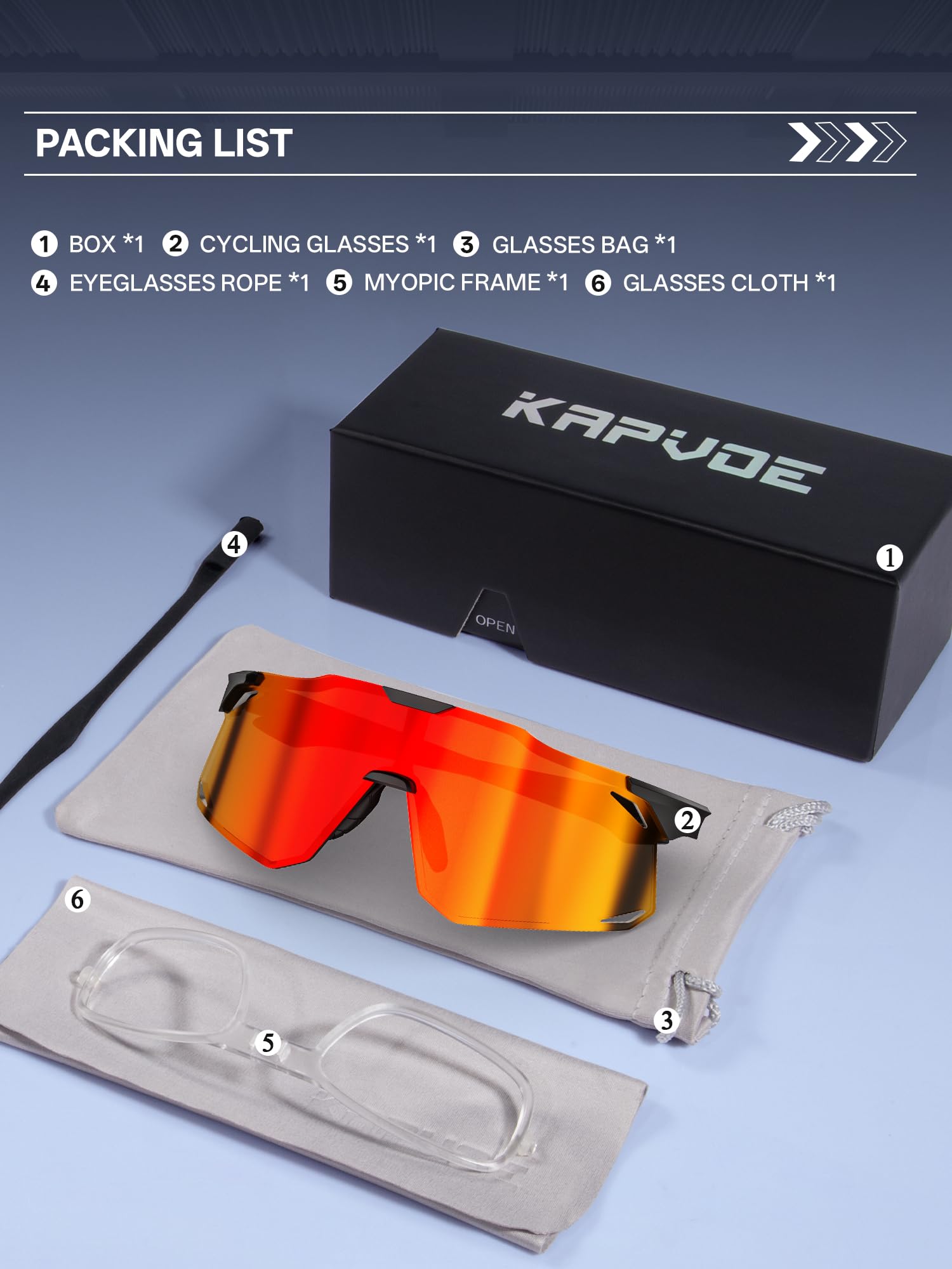 KAPVOE Gafas de Ciclismo Hombre Mujer Deportivas Gafas de Sol Béisbol Bicicleta Montaña MTB Running - K347