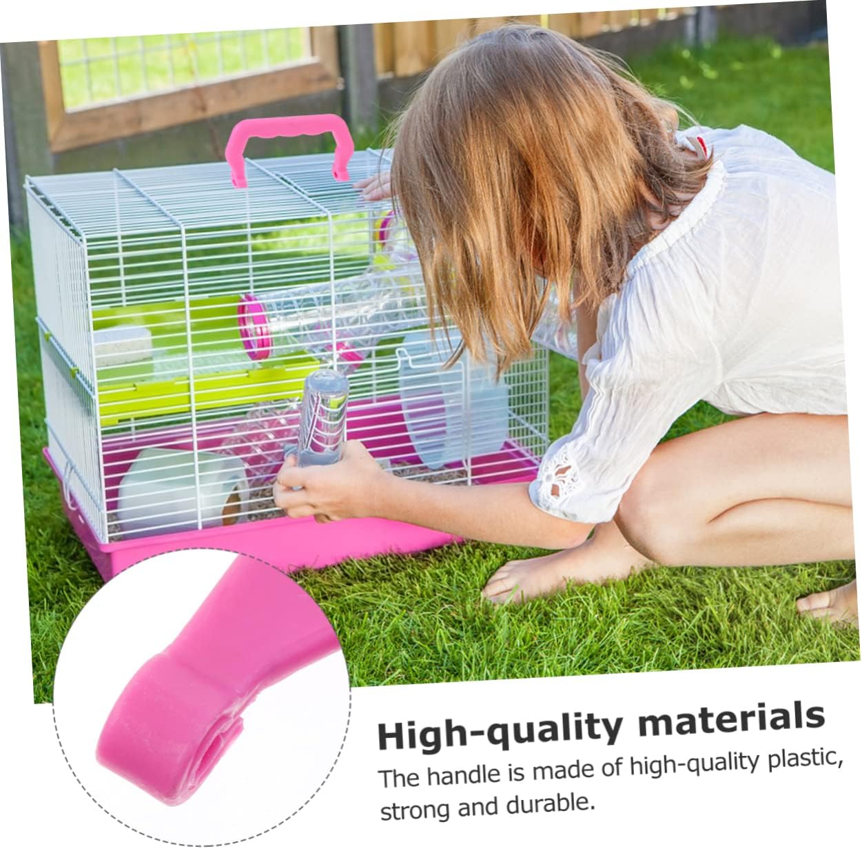 Portable PET Cage Replacement Handle Set, Plastic Anti-Slip Grip 10Pcs Pink image 2
