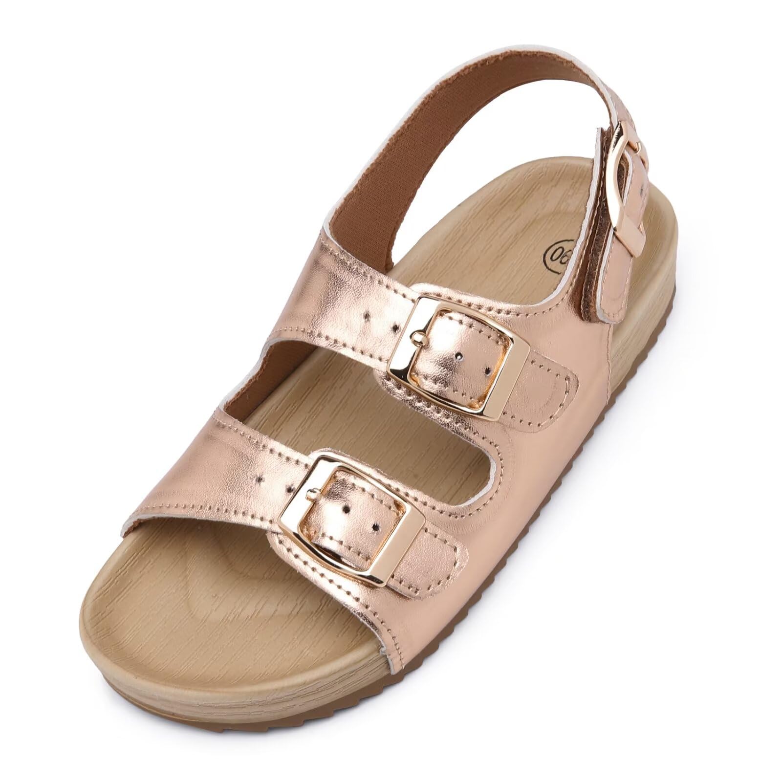 Girls Boys Sandal Adjustable Double Buckle Casual Flat Open Toe Lightweight Summer Shoes Hook Loop Sandal for Toddler Little Big Kid