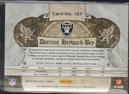 Miniatura 2 de 2012 Panini CR Darrius Heyward-Bey Raiders Football Card #107