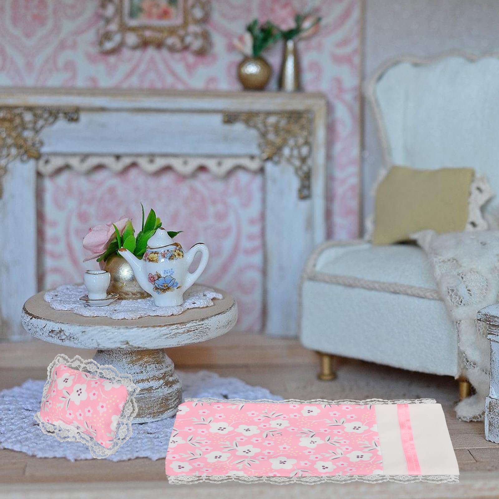Toyvian 1 Set Doll House Sheets Doll House Bed Accessories Kit Mini Bedsheet Mini Bedding for Bed Decorations Bedroom Accessories ature Bedsheet - Image 3