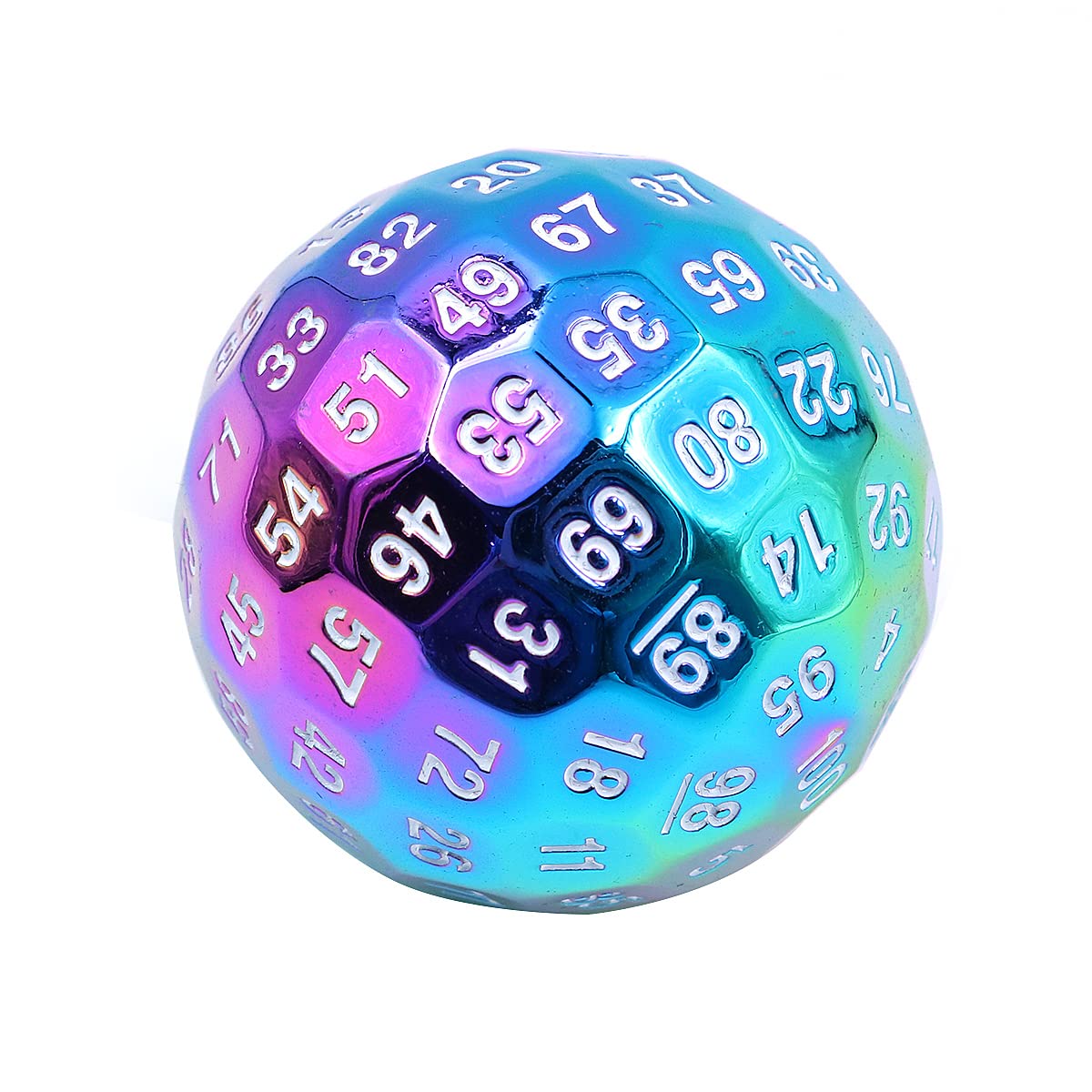 DollaTek Dado Poliédrico Metálico 100 Caras 50mm Utilizado para el Juego de Dados Dungeon and Dragon DND - Coloridos