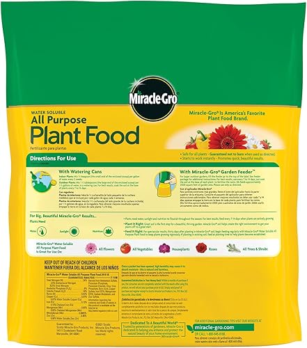 Miniatura 2 de Miracle-Gro Alimento vegetal soluble en agua, multiusos, 24-8-16, fertiliza plantas al instante, bolsa impermeable, 5 libras.