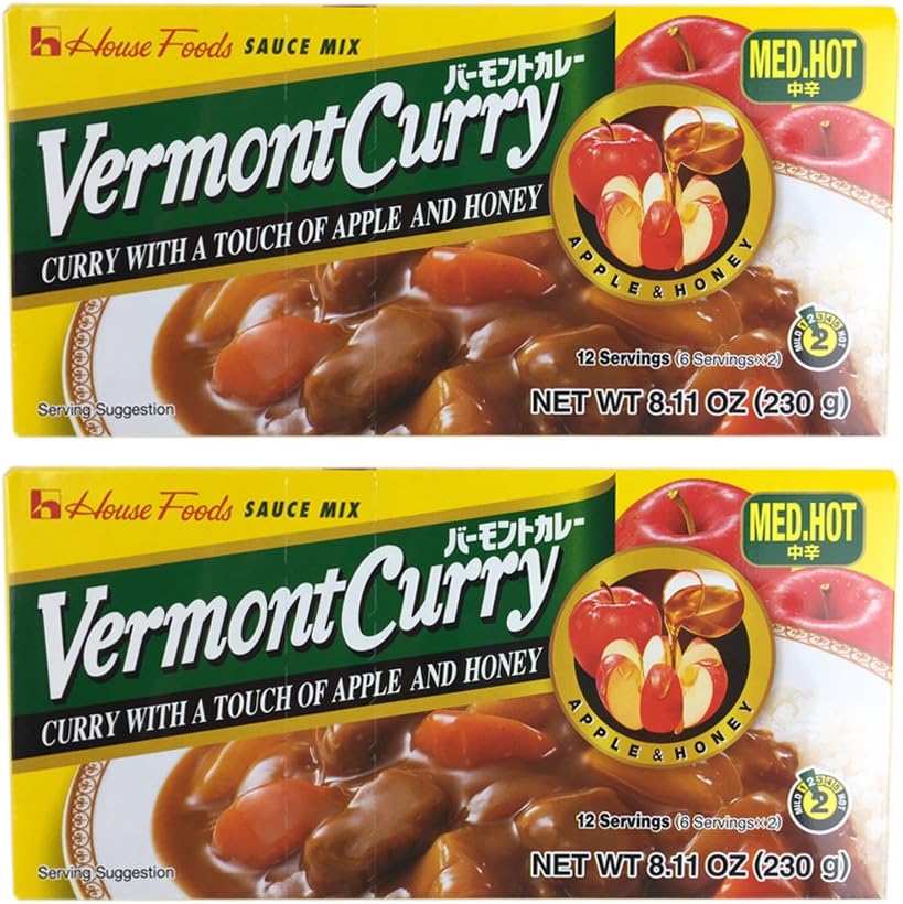 House Foods Vermont Curry [ 2 Packs ] Medium Hot 8.11 Oz (230g)
