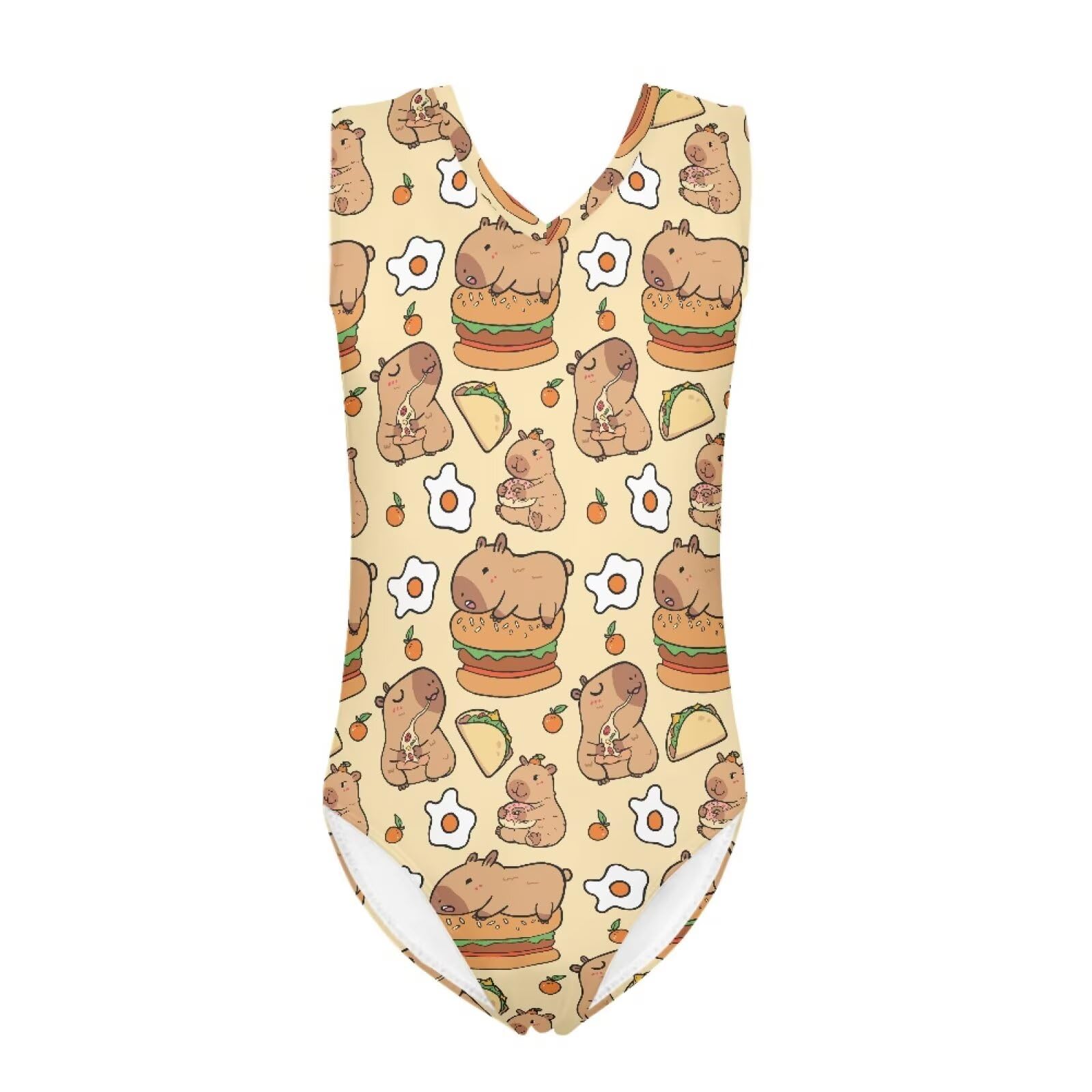 Cartoon Pattern Kids Girls Bathing Suits One Piece Swimsuit Soft &amp; Quick Dry, 5-14Years