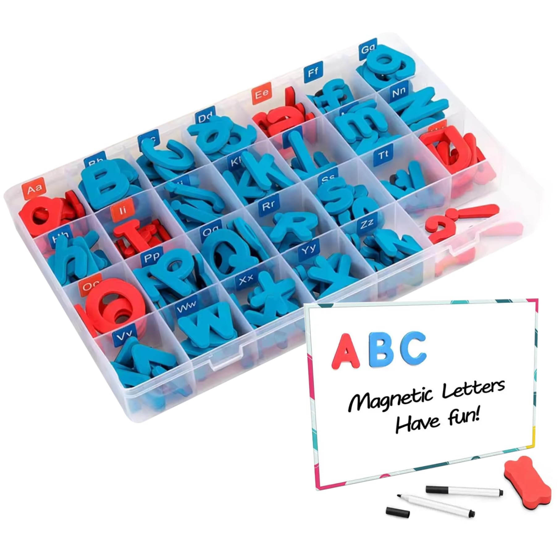Set di Lettere dell'alfabeto magnetiche Lettere magnetiche Soft-Touch con vocali Rosse e consonanti Blu, 208 Pezzi