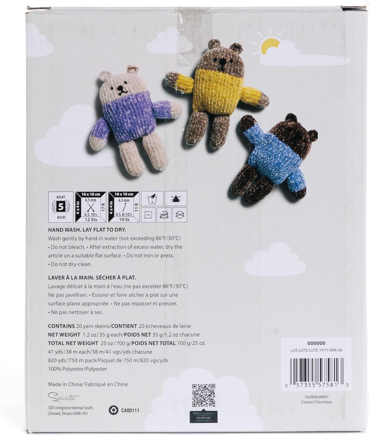 Bernat Velvet Minis Classic Yarn - 1 Pack of 700g/25oz - Polyester - #5 Bulky - 41 Yards - Knitting/Crochet