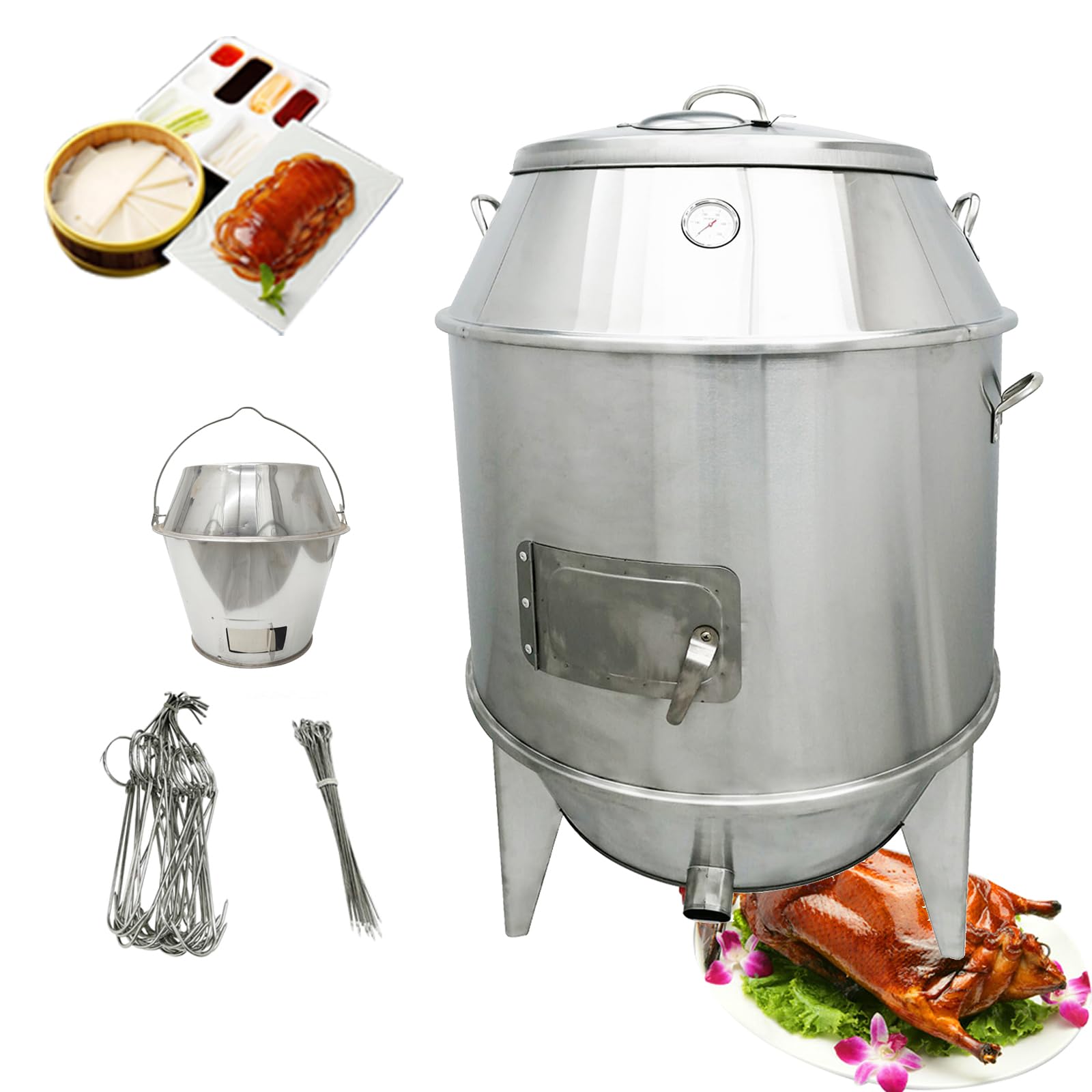 EQCOTWEA Charcoal Roast Duck Oven, Stainless Steel Duck Roaster Oven, 31.5x31.5x53in Vertical Grill Roasting Machine with for Bekjing Duck Chicken Turkey BBQ Commercial Barbecue