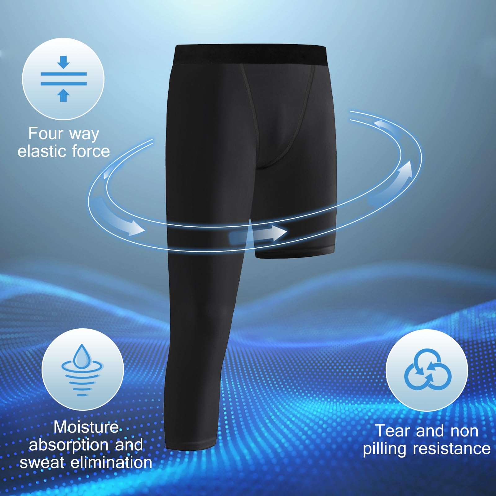 Valcatch 2 impacchettare Pantaloni da Compressione per Ragazzi, 3/4 Capris Una Gamba stringe la Zampa, Strato di Base Atletico per Andare a Basket