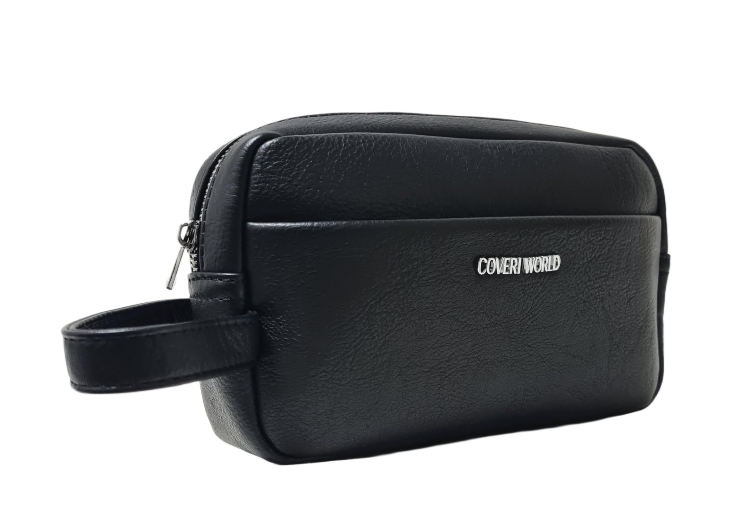COVERI COLLECTION Borsello a Mano in Pelle Sintetica, Colore Nero e Marrone, con Manico, Tasche Interne e Chiusura con Cerniera, Dimensioni 22x7x14 cm Art. 4862
