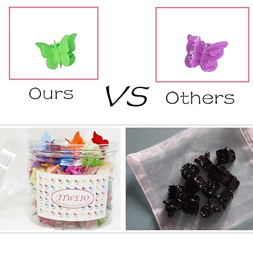 Miniatura 5 de Tiweio 100 pinzas para el cabello, mini pinzas de mariposa para niñas y mujeres, 18 colores mate surtidos, clip de mandíbula antideslizante,
