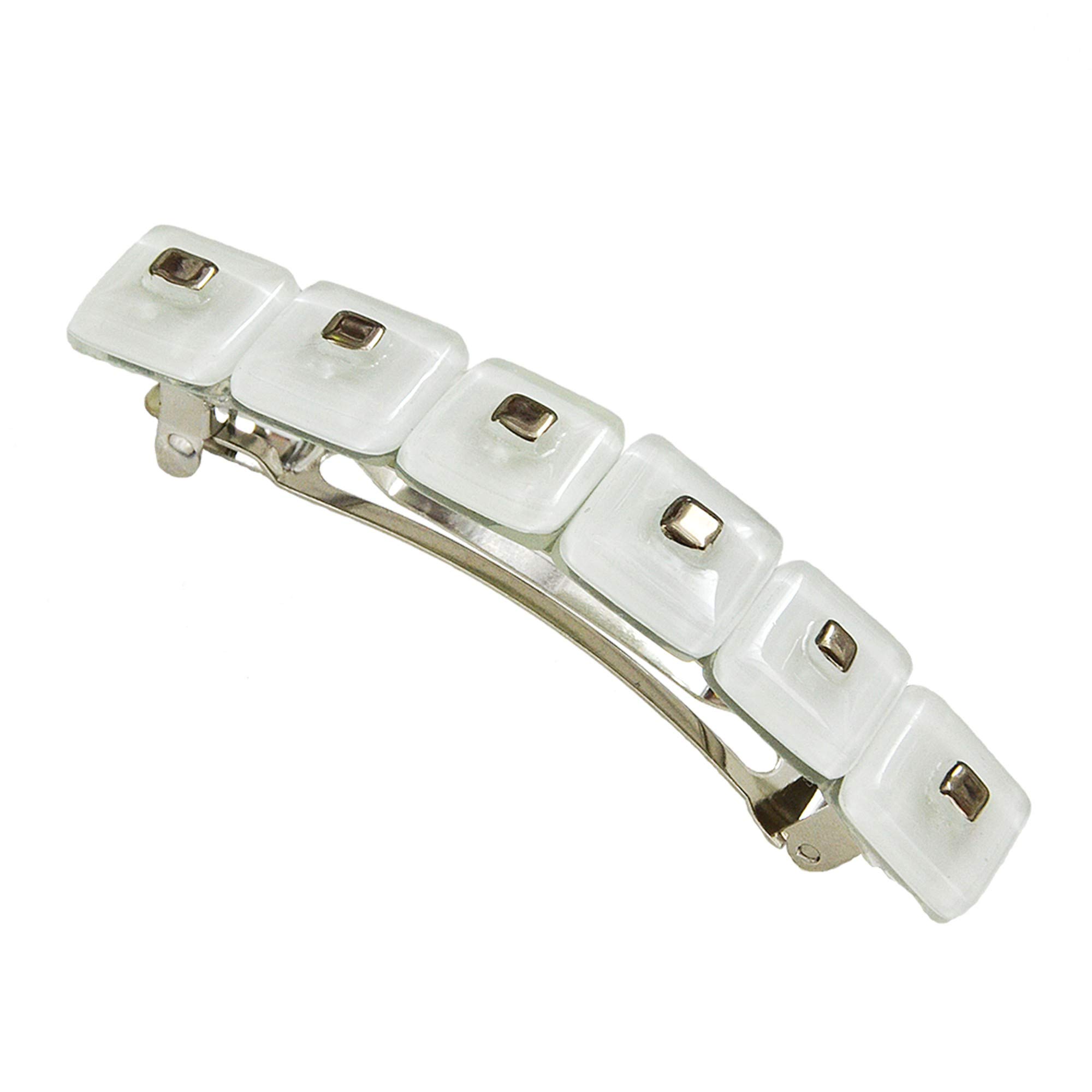 Pince à cheveux blanche • Accessoires pour cheveux design pour femmes et filles • Verre tchèque décoré de platine • Composants en métal français • Barrette • Fabriqué à la main en Europe