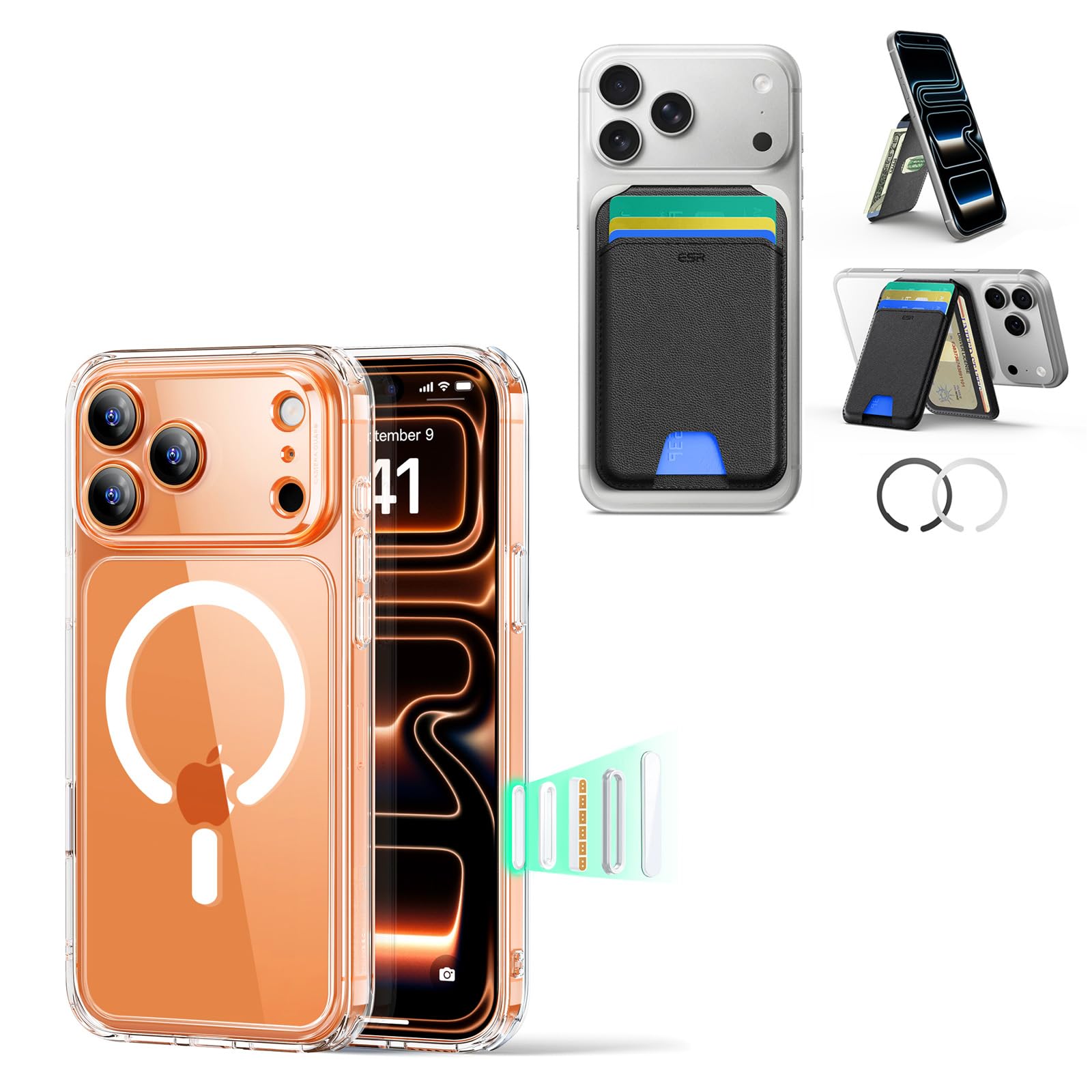 ESR Coque pour iPhone 17 Pro Max et Porte Carte Magsafe