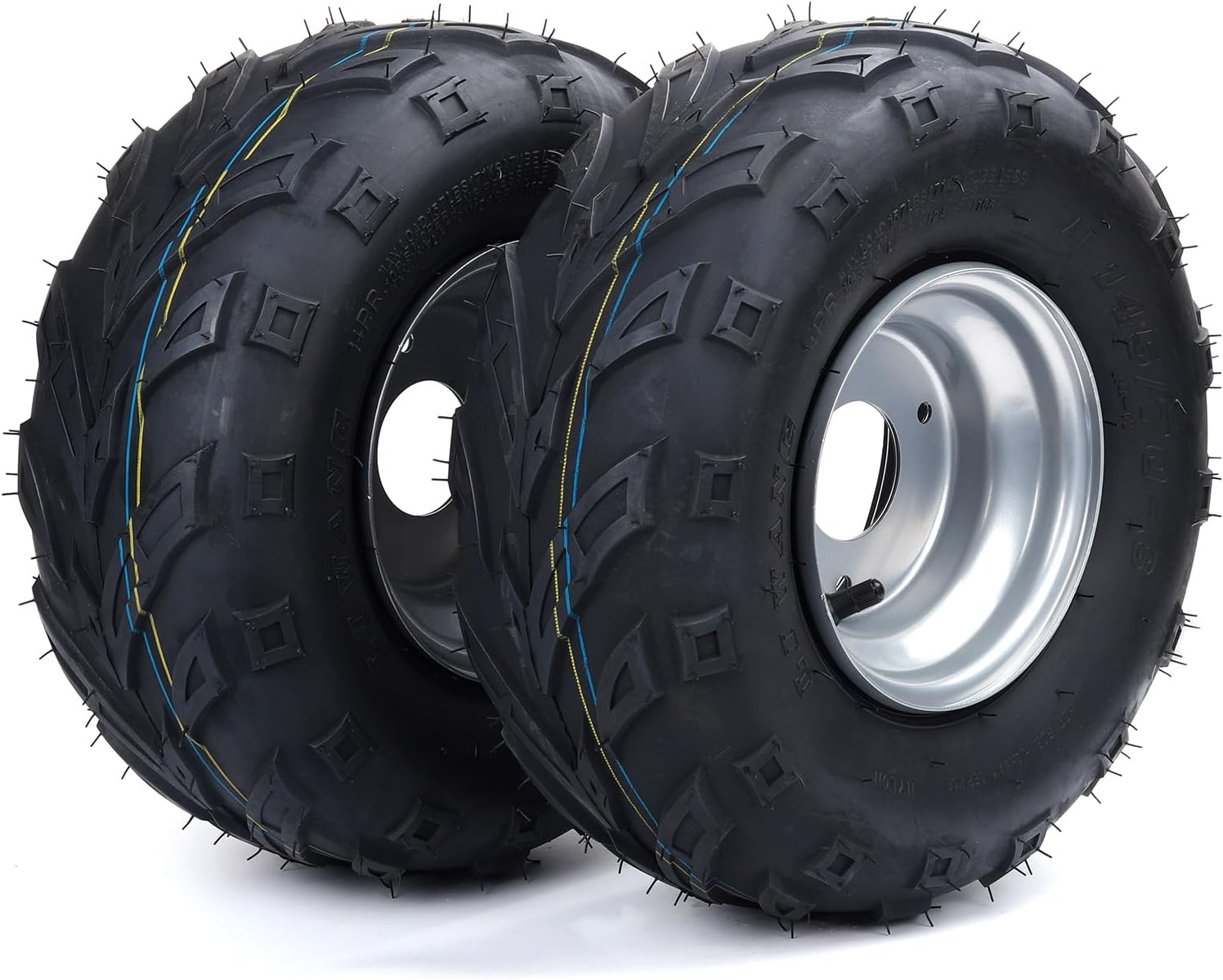 Wear-Resistant, Hyssk 145/70-6 ATV Tire with Rim, 4PR, Go-kart/UTV/Quad 6'' Tubeless Wheel, Set of 2