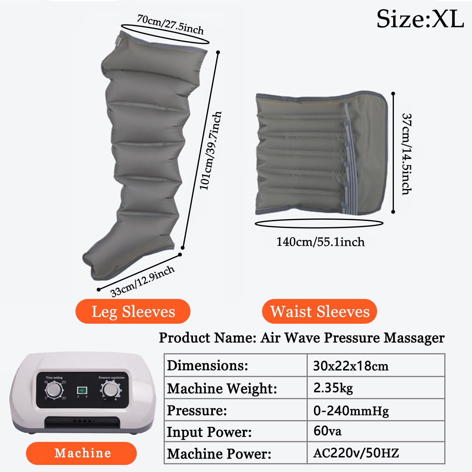Pressoterapia Linfodrenaggio per Casa con 6 Airbag, Massaggiatore Elettrico a Compressione d'Aria Gambe E Addome E Braccio Piedi, Macchinario Pressoterapia Professionale Presso Terapia
