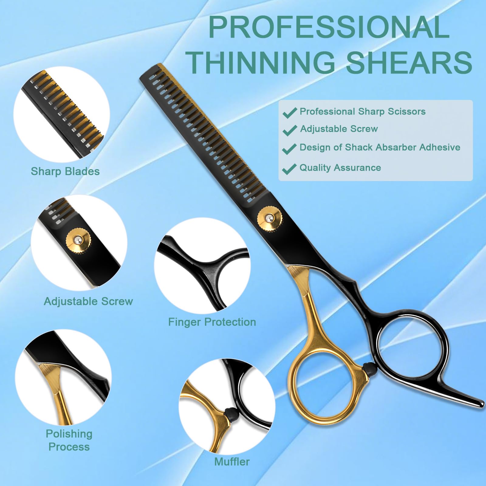 et Forbici Parrucchiere Professionali 16 Pezzi – Forbici Capelli 6,7" in Acciaio 440C, Forbici per Sfoltire i Capelli & Forbici per Capelli – Kit Forbici Barbiere per Uomo, Donna e Bambini