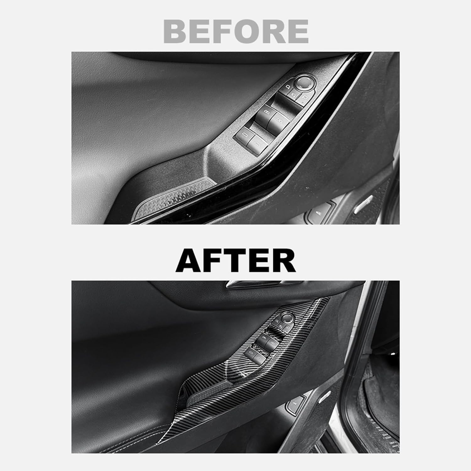 Car Window Switch Panel Cover Side Door Lock Lift Control Button Frame Panel Protective Trim, Interior Side Windows, Compatible with Chevy Equinox 2025-2026 Accessories (Carbon Fiber Pattern)