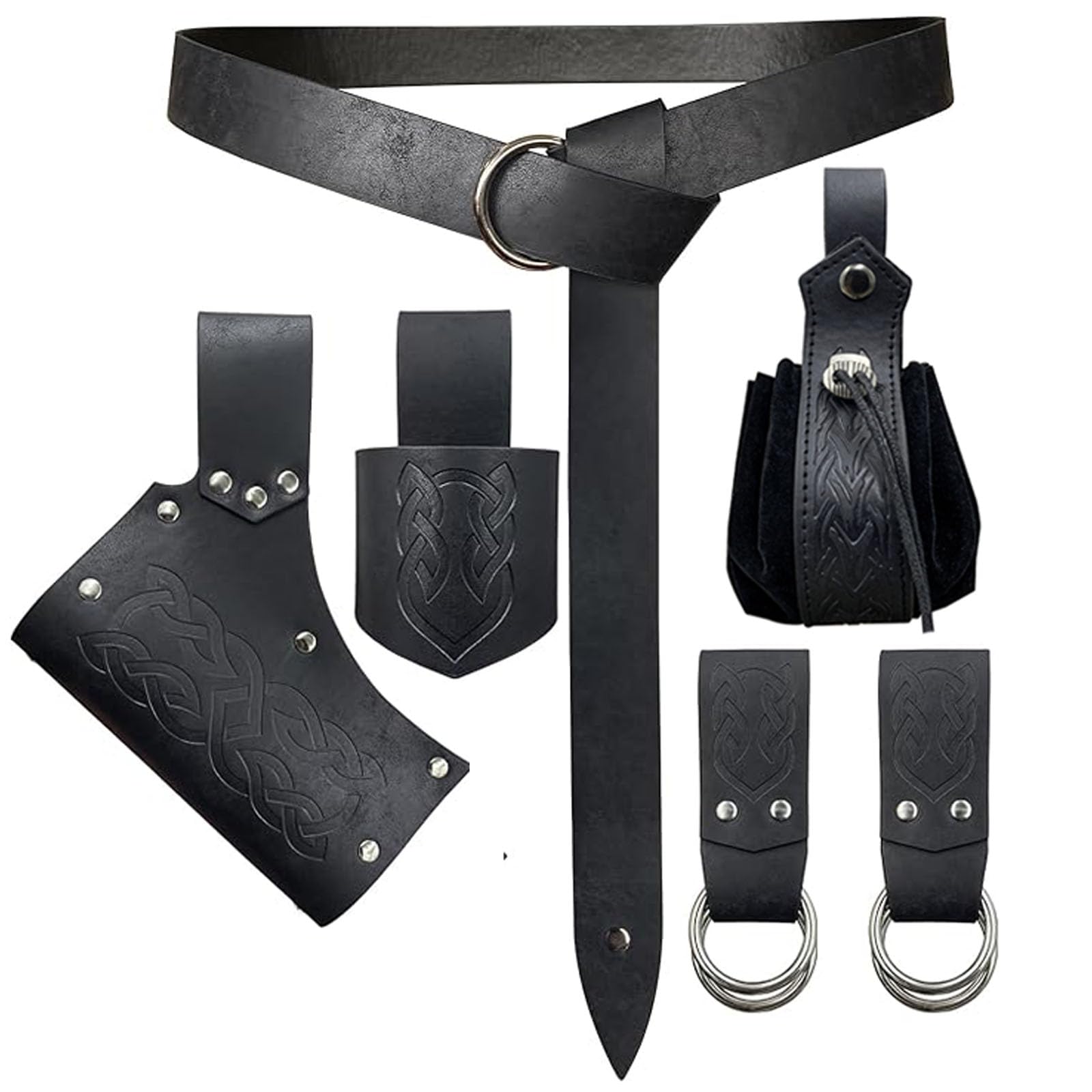 SUMGOGO6 PCS Renaissance Costume Belt Pouch Dagger Sword Frog Skirt Hiking Viking Horn Belt Holster Medieval Festival Accessories