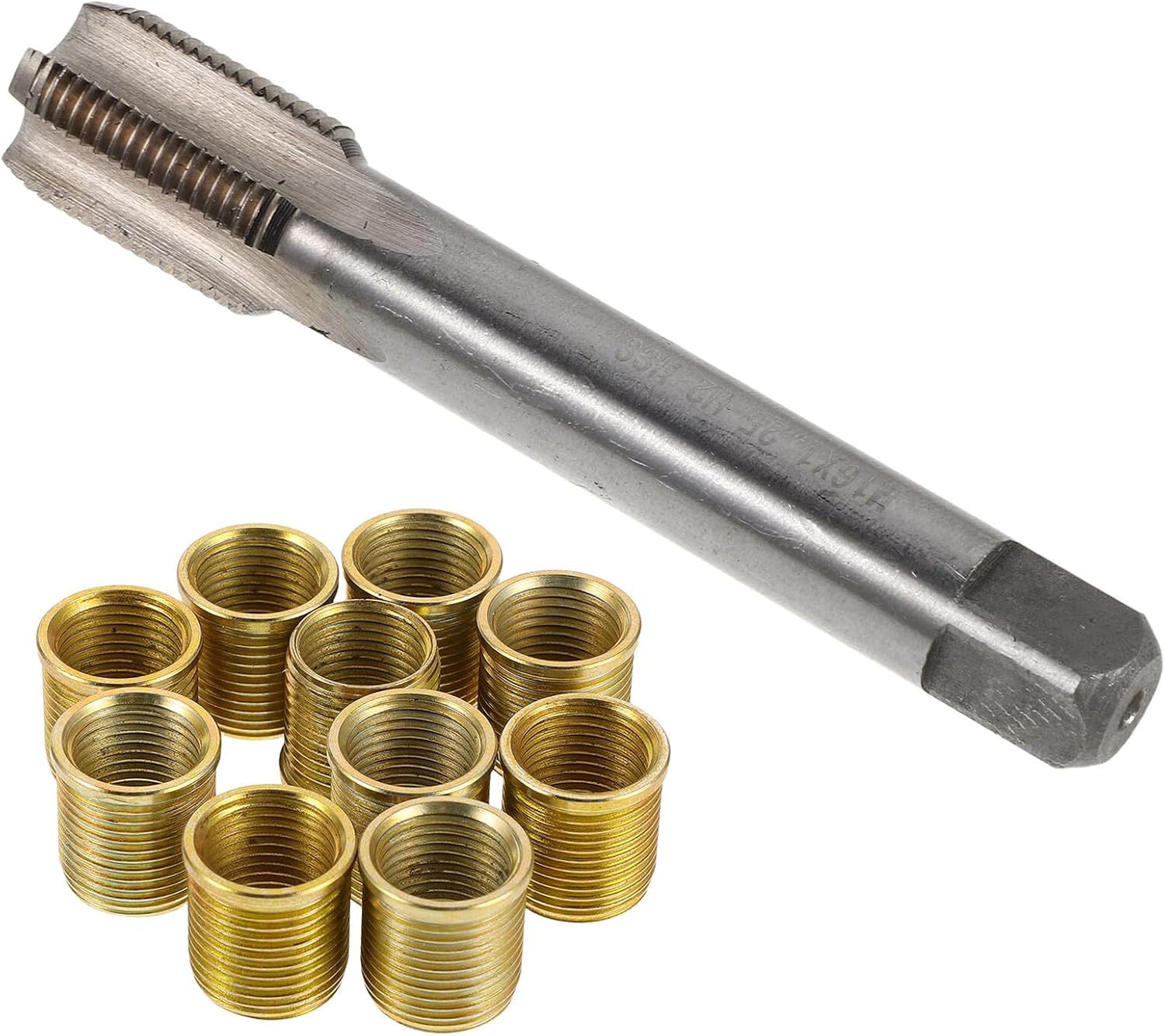 11pcs Automotive Spark Plug Thread Repair Kit M14x1.25 with Thread Taps and Inserts for Cylinder Head Rethreading and Engine Hole Fixing Tools