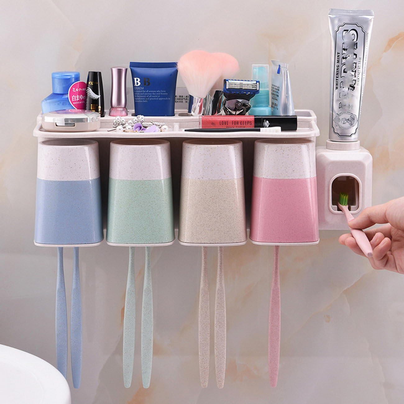 wall suction toothbrush holder toothpaste dispenser wash