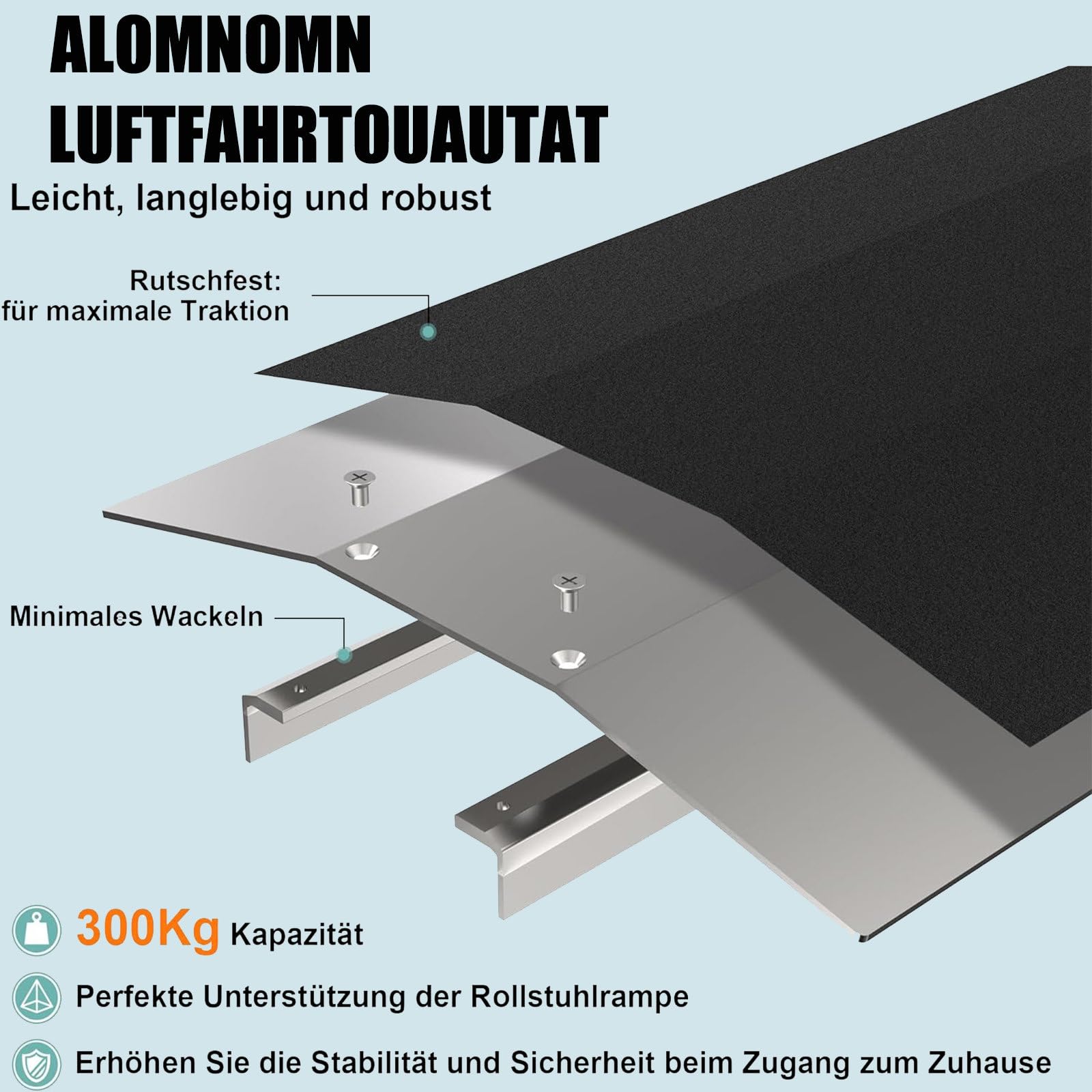 Rampa dla wózków inwalidzkich,aluminiowy metalowy dom dla niepełnosprawnych Mobilny ganek Tymczasowe wielokrotne wyłączanie bezpoślizgowych ramp do skuterów(NBR40)