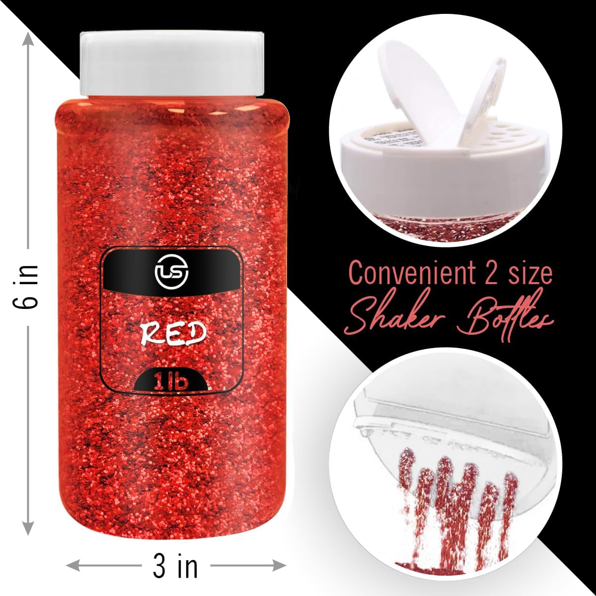Glitter Bulk Set, 4th of July Fine Glitter for Crafts, Resin and Scrapbooking 3 Pack – 1 LB/16OZ Each Shaker Bottles Independence Day Décor and Crafts, Fourth of July Accessories