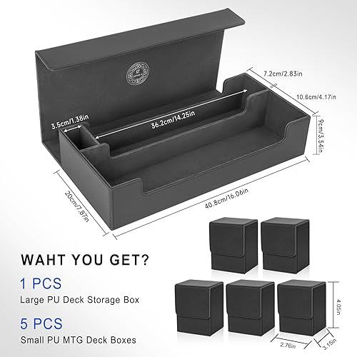 Miniatura 10 de Caja de cartas extra grande de alta calidad con alfombrilla y compartimento para dados, estuche magnético para juegos compatible con