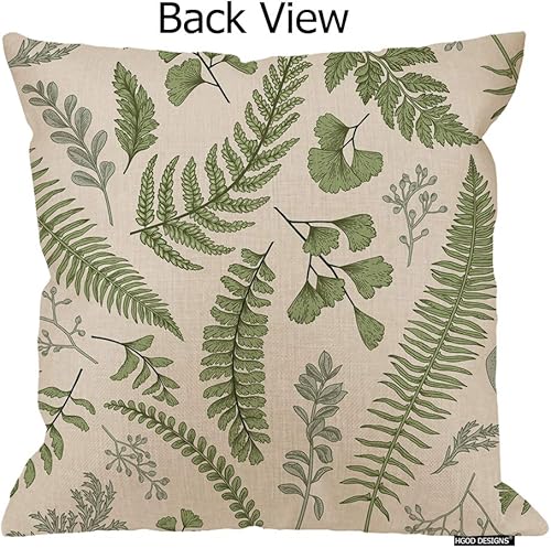 Miniatura 2 de HGOD DESIGNS Funda de cojín con diseño de hojas verdes y helechos, algodón, lino, poliéster, decoración del hogar, sofá, escritorio, silla,