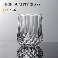 Vista 4 de Diamond Whiskey Glasses Set of 6 with Compact Size, Premium Crystal Bourbon Scotch Glass for Men Dad, Solid Old Fashioned Glass Lowball Bar Glasses