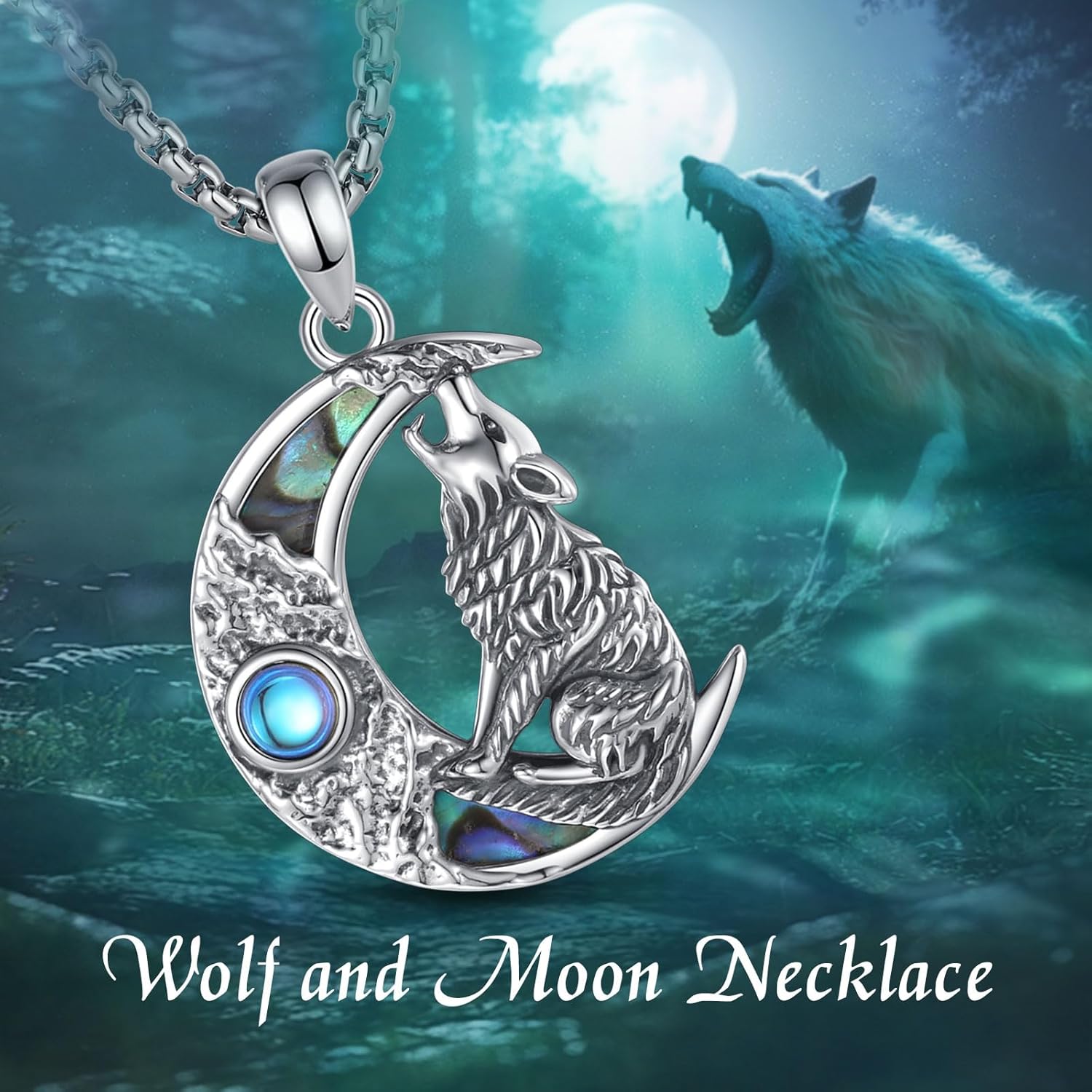 925 Sterling Silver Viking Wolf Mjolnir Necklace for Men Women, Viking Runes Wolf Tooth Witch Celtic Knot Amulet Protection Pendant Nordic Norse Mythology Jewelry Gift for Men Women - Image 2