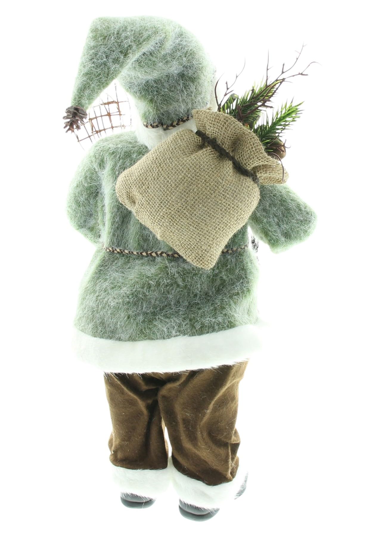Dekoleidenschaft Figurine de Père Noël décoratif de 60 cm de haut, avec raquettes à neige et sac cadeau, figurine de Père Noël