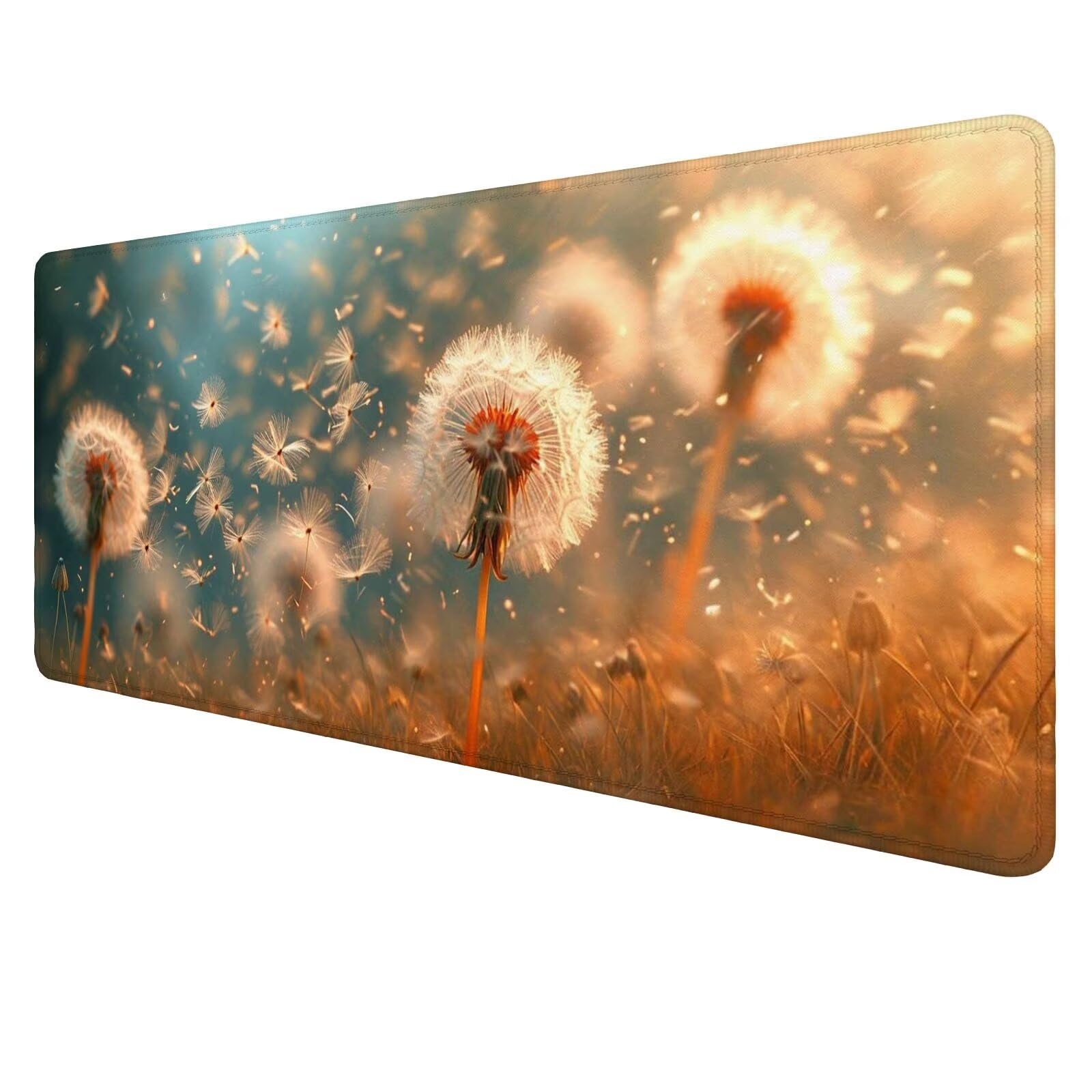 Duża podkładka pod mysz mniszek lekarski podkładka pod mysz do gier biała mata na biurko XXL 1400 x 700 x 3 mm, mata komputerowa akcesoria biurowe z antypoślizgową podstawą do klawiatury i myszy dla