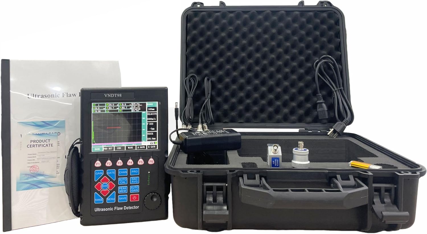 Ultrasonic Defectoscope Digital UT Flaw Detector with 0~10000mm Measuring Range USB PC Communication Interface BNC for Cast Iron Forging Plate Rod Component Defect Thickness Testing