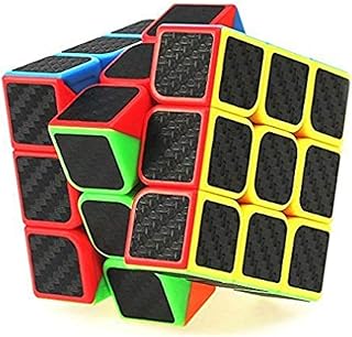 TANCH Unisex Speed Magic Cube Carbon Fibre Stickers 3x3x3 Puzzle Game for Children & Adults Black