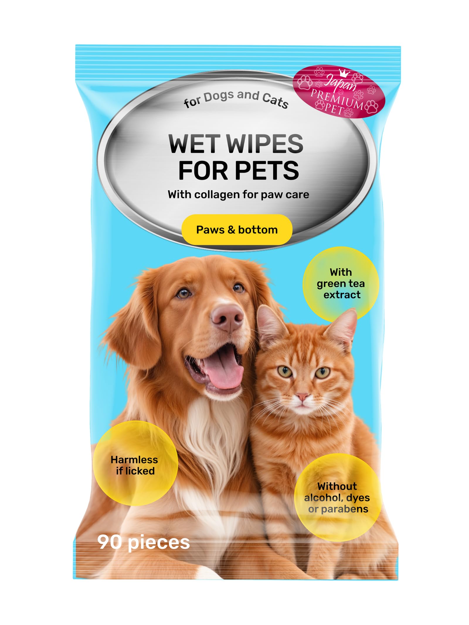Pet Grooming Wipes |For Paws & Under Tail | Dog & Cat Wipes | 90 Pcs