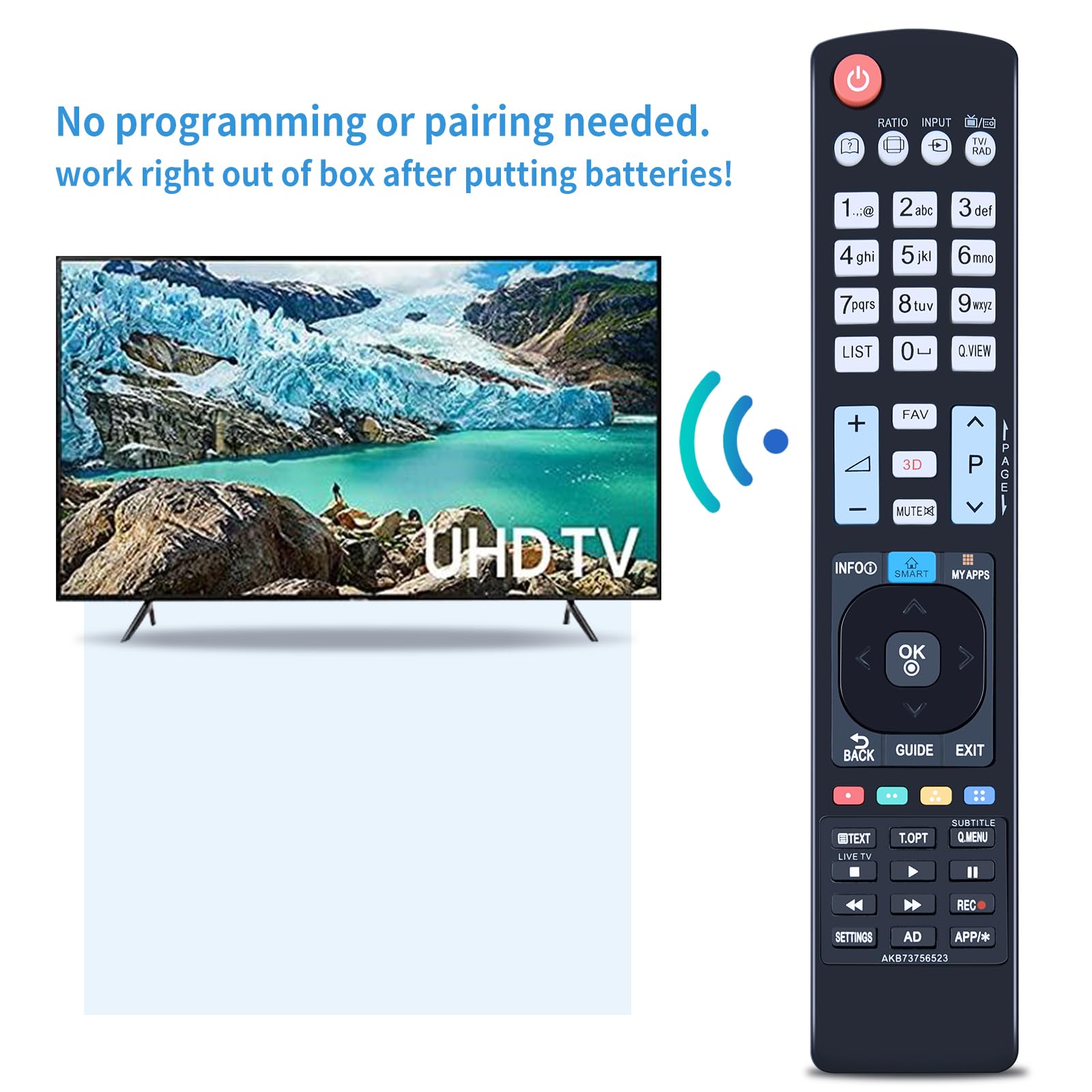 Telecomando Universale AKB73756523 Compatibile TV LG LED/LCD/Plasma - Sostituisce 42LA620S, 47LA640S E Modelli Simili