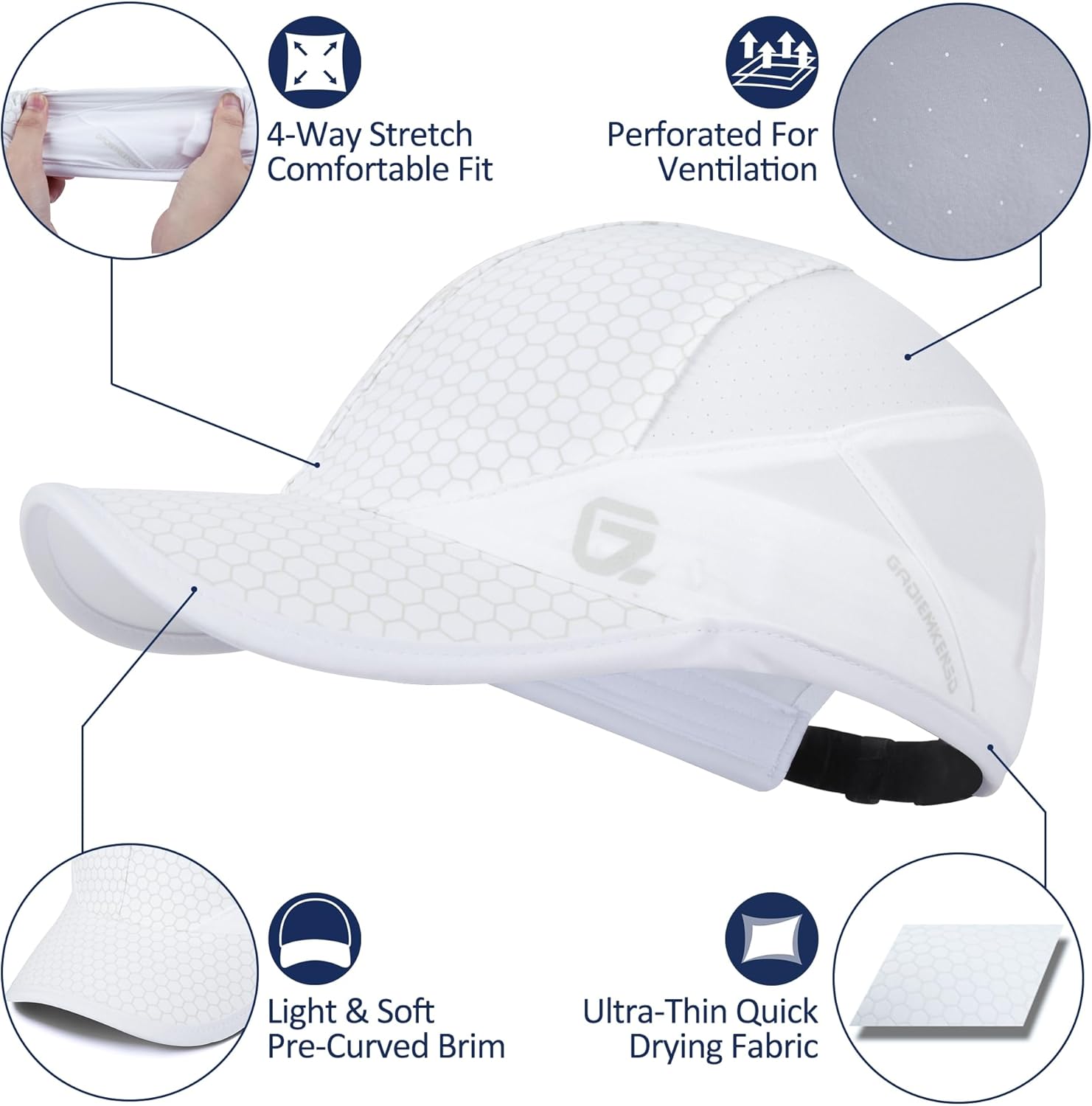 GADIEMKENSD Stretch Running Hat with Soft Brim, Quick Dry, Unstructured, Unisex-Adult - Image 2