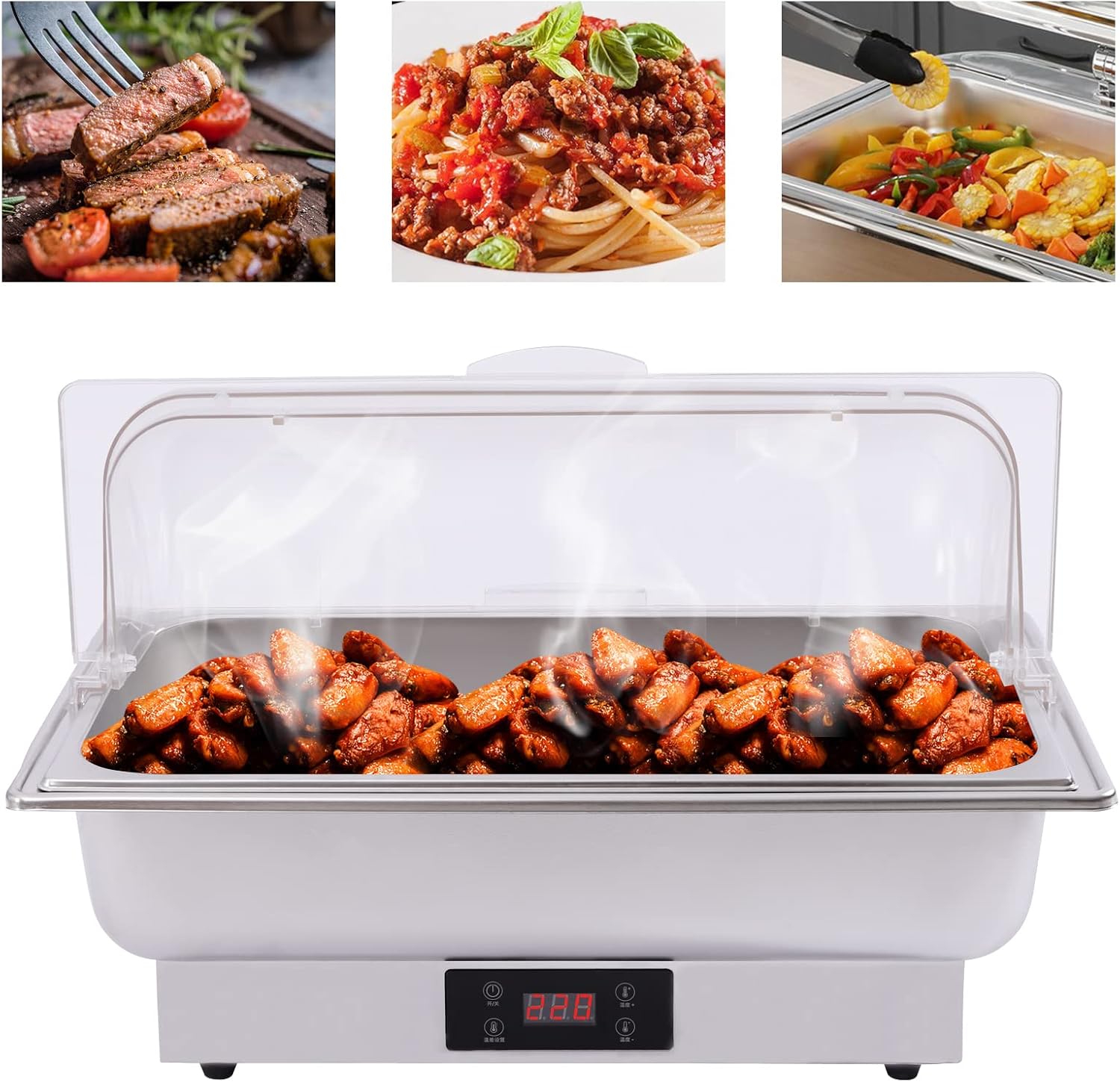 110V 600W Electric Chafing Dish Buffet Set Commercial 14QT Chafing Buffet Servers