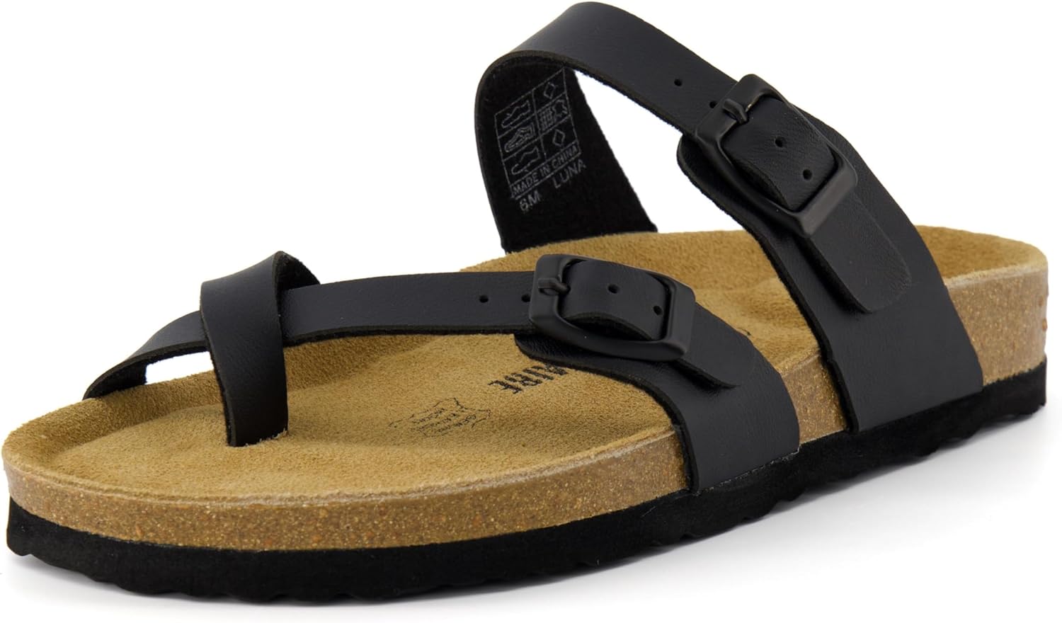 CUSHIONAIRE Luna Sandals for Women, Cork Footbed Womens Sandals for Summer Comfort with Adjustable Straps, Wide Width Available - Image 9