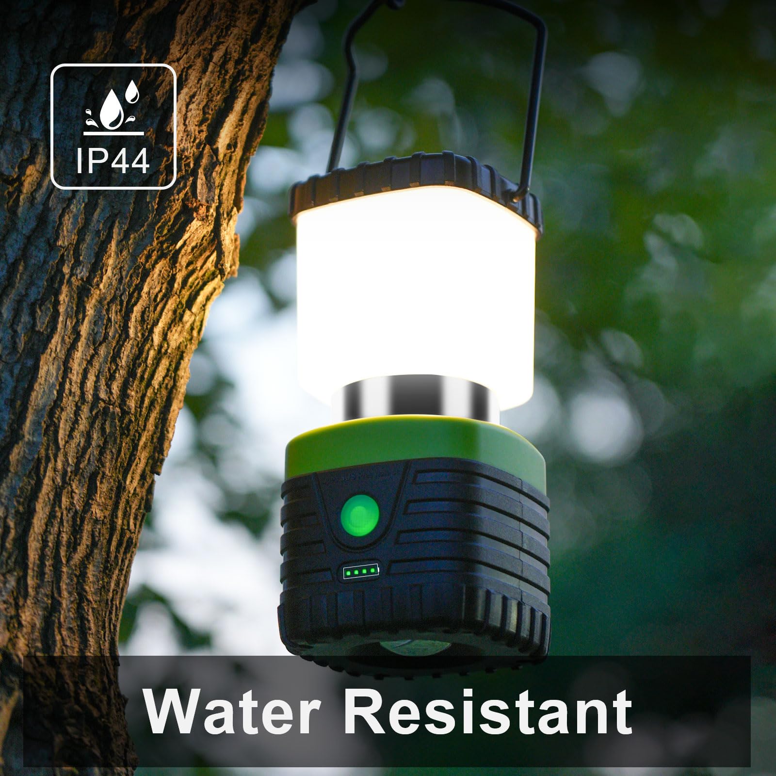 Jarxin Lanterna da campeggio a LED a luce bianca da 6500 K, ricaricabile, 1000 lm, 4500 mAh, torcia elettrica per uragani di emergenza, escursionismo, lanterna impermeabile IP44 (nero)