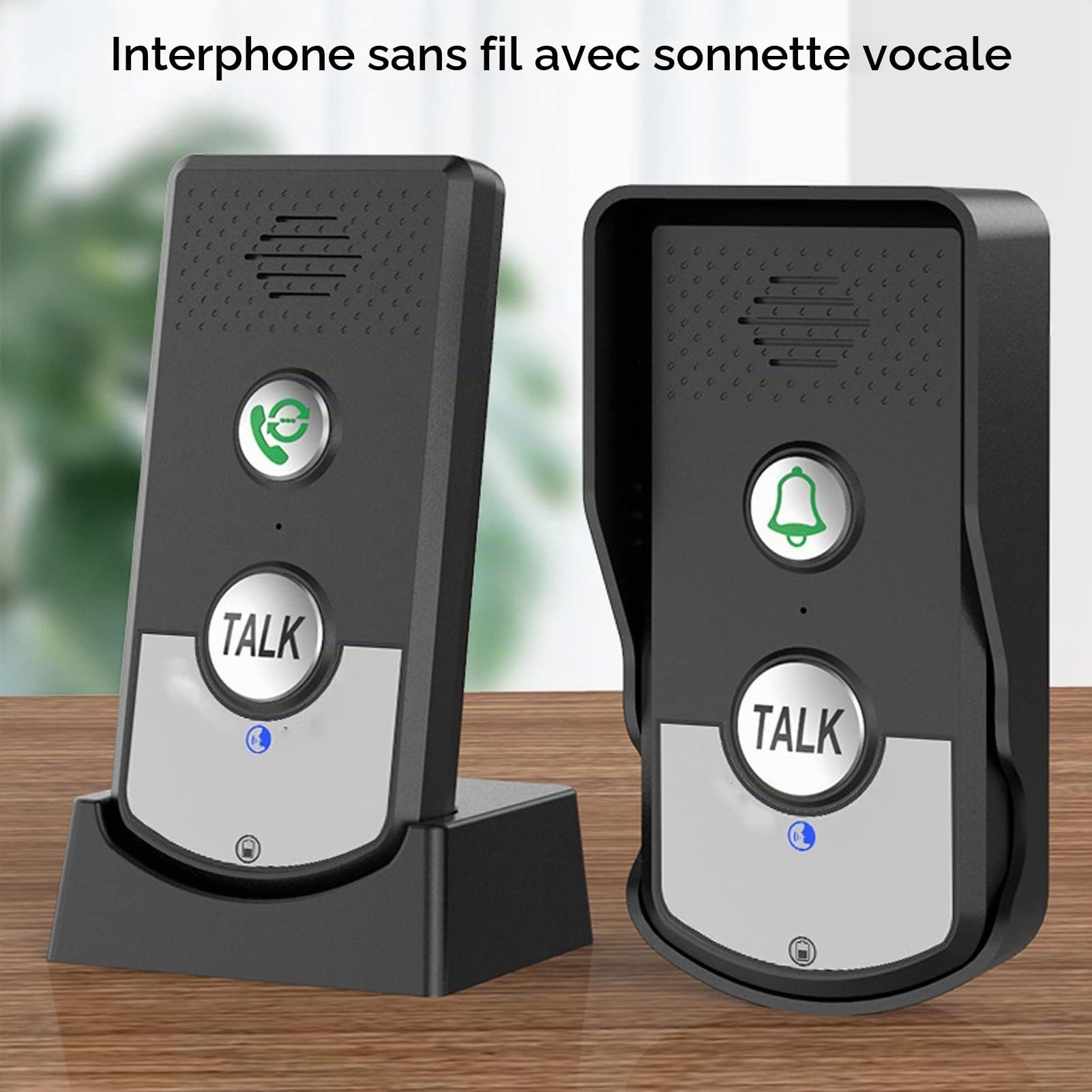 Sonnettes D'interphone sans Fil, Sonnette D'interphone Vocal Longue Distance 3280 Pieds 1000 M Portée 3 Vitesses Son Réglable Intercomunicador Sonnette Vocale, Carillon de Sonnette