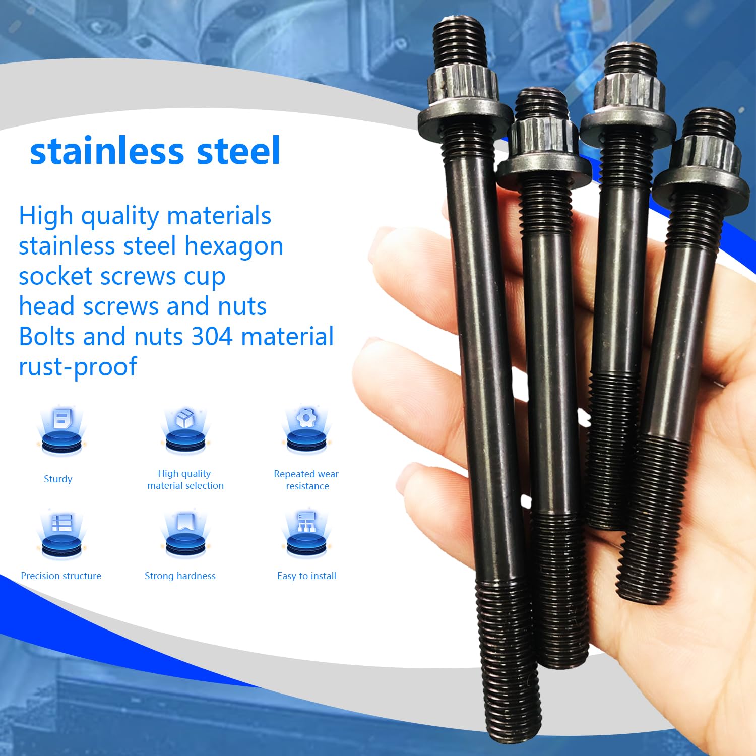 Cylinder Head Studs Kit & Engine Bolt Screw Kit Replacement for 1999-2008 Sportrax 400 TRX400EX 2x4, 2009 2012 2013 2014 TRX400X 2x4 Heavy Duty Cylinder Head Stud Nuts Bolts Kit