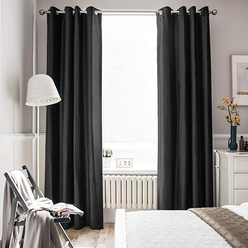 Miniatura 2 de Melodieux Cortinas de terciopelo 100% opacas para dormitorio, sala de estar, súper suaves, cortinas con aislamiento térmico con forro negro, 52 x 84