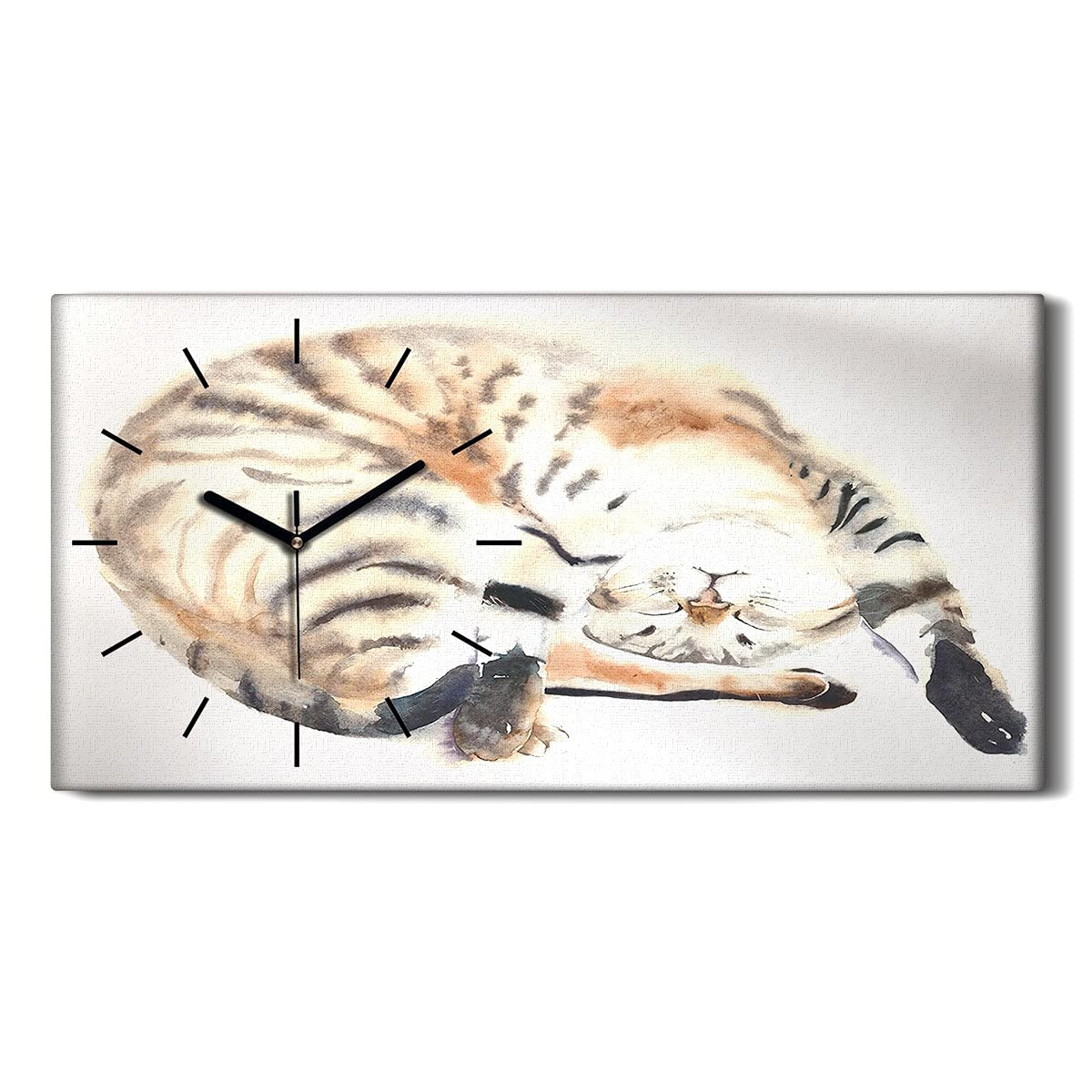 Horloge sur toile chats aquarelle silencieuse pour éliminer le bruit du tic-tac