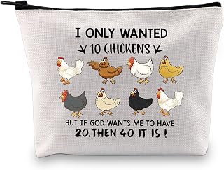 GJTIM Chicken Lover Gift Chicken Makeup Bag Crazy Chicken Lady Travel Toiletry Bag Animal Lover Gift for Women Girls (10 Chickens Bag CA)